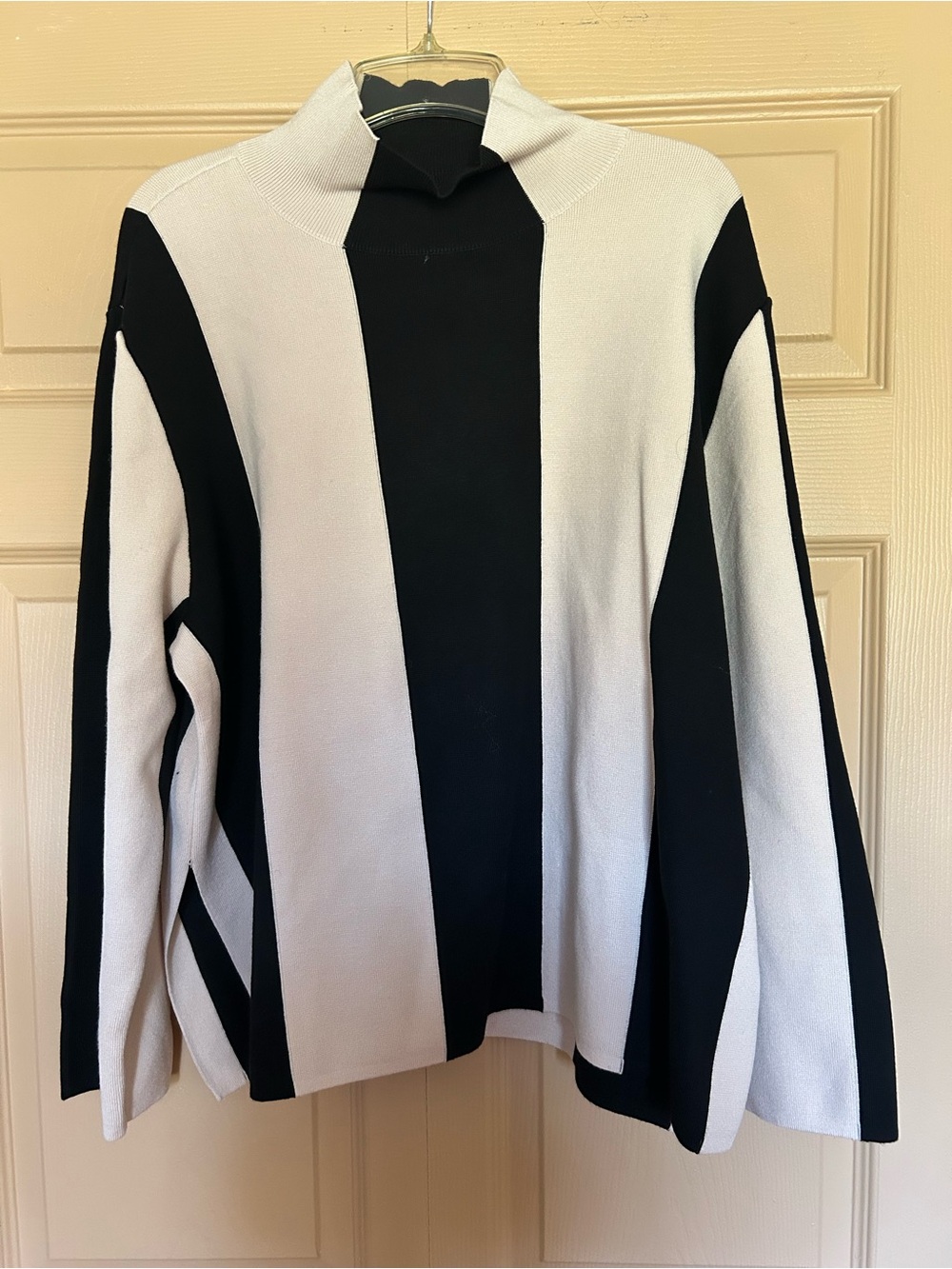 H&M Black and White Vertical Stripe Turtleneck Sweater